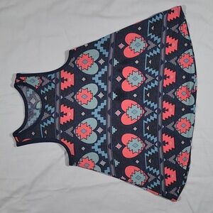 Ribbed Tribal Print Sleeveless Shirt